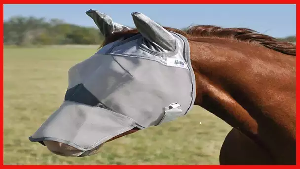 Cashel Crusader Horse Fly Mask with Long Nose and Ears, Grey, Arabian