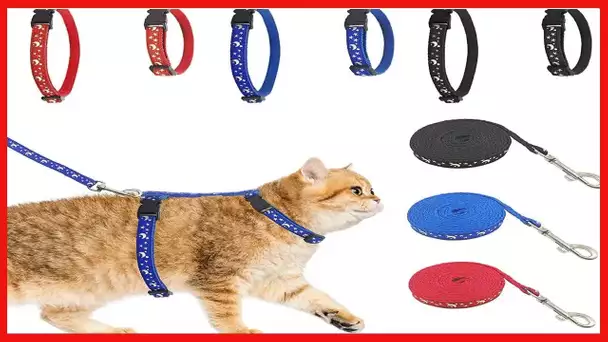 Cat Harness with Leash, 3-Pack, Unique Stars Moon and Paw Heart Design, Escape Proof, Walking, Small