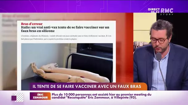 Un homme a tenté de se faire vacciner sur un bras en silicone