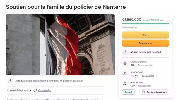 Mort de Nahel : une cagnotte pour la famille du policier écroué indigne, avant d'être clôturée