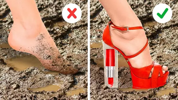 CHAUSSURES DIY FOLLES, ROUGE À LÈVRES DANS DES TALONS ET ASTUCES POUR RÉNOVER DES CHAUSSURES