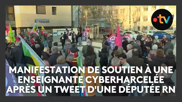 Manifestation de soutien à une enseignante cyberharcelée après un tweet d'une députée RN