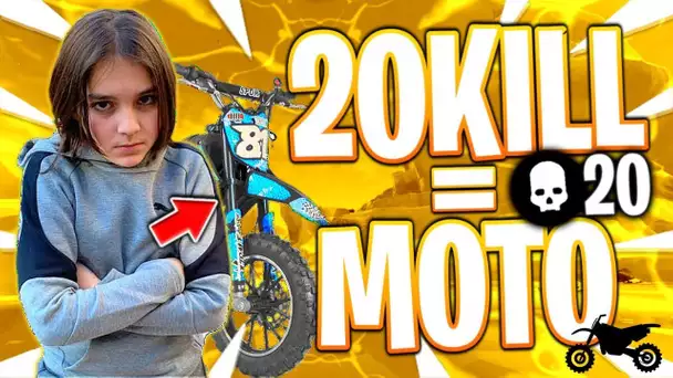 20 KILLS = UNE MOTO CROSS POUR CETTE ENFANT SUR FORTNITE !