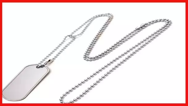 Stainless Steel 4.5 in and 27 in. Military Dog tag Ball Chain Ships in 1-2 Days from USA!