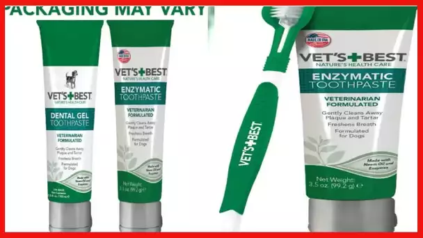 Vet’s Best Dog Toothbrush and Enzymatic Toothpaste Set | Teeth Cleaning and Fresh Breath Kit