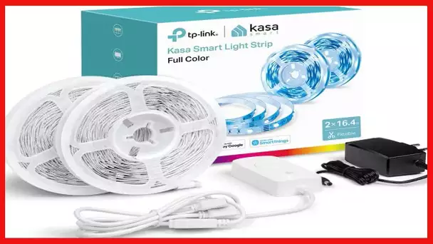 Kasa Smart LED Light Strip, RGB, 32.8ft(2 Rolls of 16.4ft.) Wi-Fi LED Strip Works w/ Alexa & Google