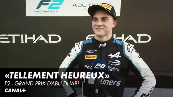 La réaction d'Oscar Piastri après son titre en F2 - GP d'Abu Dhabi