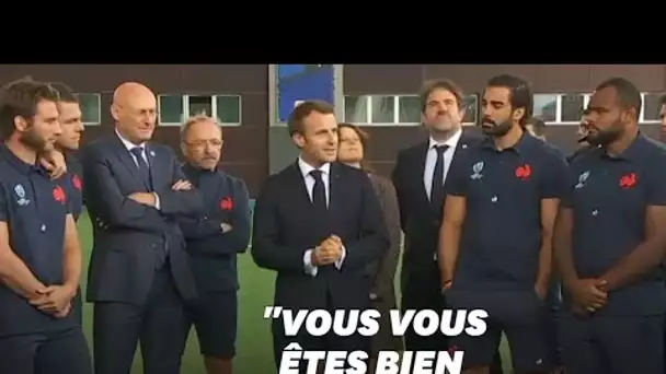 Macron encourage le XV de France avant la Coupe du monde