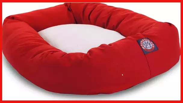 40 inch Red & Sherpa Bagel Dog Bed By Majestic Pet Products