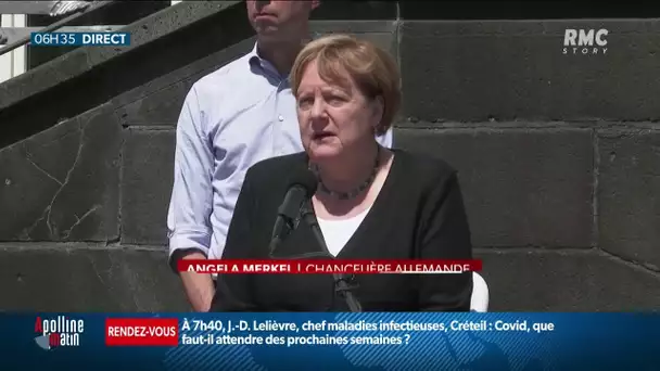 "C'est terrifiant": Angela Merkel, choquée, par les dégâts des inondations en Allemagne