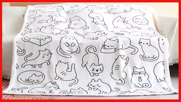 Sviuse Cat Blanket Kids Throw Blanket Cute Animals Pet Pattern Sherpa Blanket for Girls Bed Couch