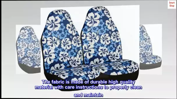 Allison 67-0346BLU Blue Hawaiian Print Universal Bucket Seat Cover - Pack of 2