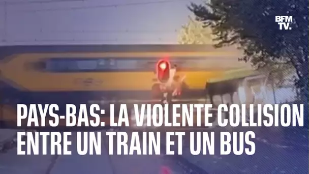 Pays-Bas: les images d'une violente collision entre un train et un bus