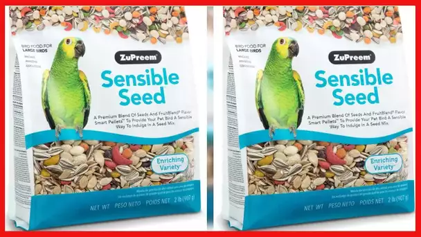 ZuPreem Sensible Seed Bird Food for Large Birds, 2 lb Bag - Premium Blend of Seeds and FruitBlend