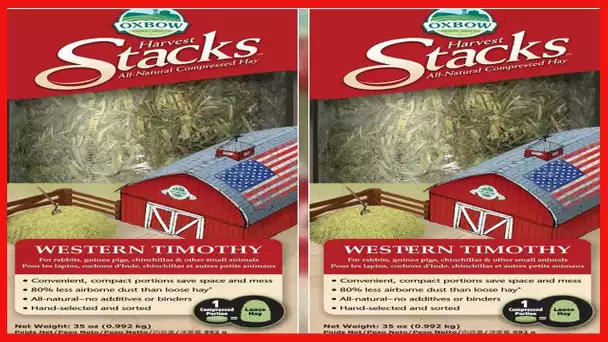 Oxbow Animal Health Harvest Hay Stacks - Western Timothy Hay - All Natural Hay for Rabbits, Guinea