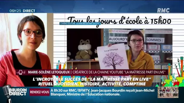 Confinement: la maîtresse d'école "star" de Youtube raconte sur RMC