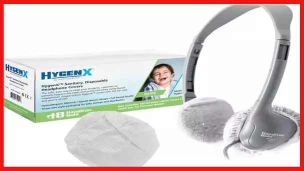 HamiltonBuhl HygenX Sanitary Ear Cushion Covers (2.5"" White, 50 Pairs) - for On-Ear Headphones &