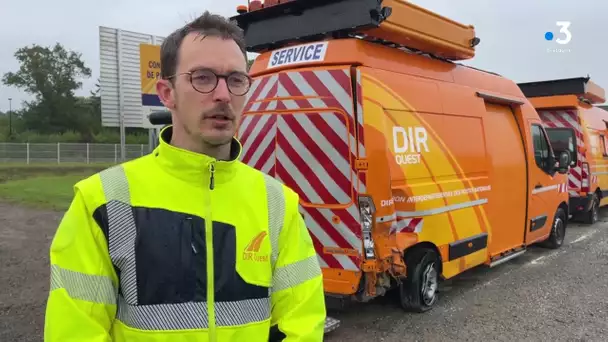 Image choc d'un accident d'un véhicule sur un camion d'intervention de la DIR