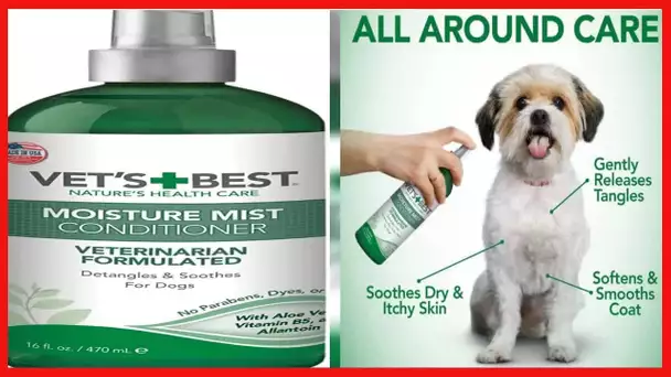 Vet's Best Moisture Mist Dog Dry Skin Conditioner| Dog Conditioner and Detangler Spray | Relieves