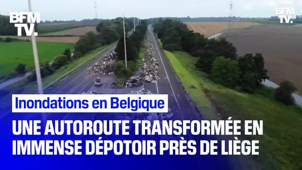 Inondations en Belgique: une autoroute transformée en un immense dépotoir près de Liège