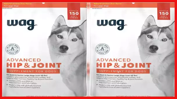 Amazon Brand - Wag Hip & Joint Advanced Soft Chews for Large Dogs, 150 ct