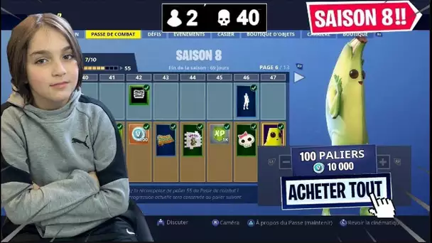 20 KILL = J’ACHÈTE TOUS LE PASSE SAISON 8 FORTNITE POUR CE GAMIN