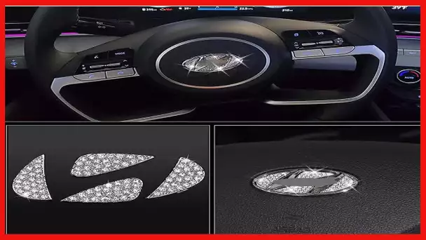 AEEIX Bling Steering Wheel Logo Caps Compatible with Hyundai, DIY Diamond Crystal Emblem Accessories