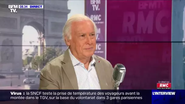 Le président du Conseil Scientifique Jean-François Delfraissy face à Laurent Neumann