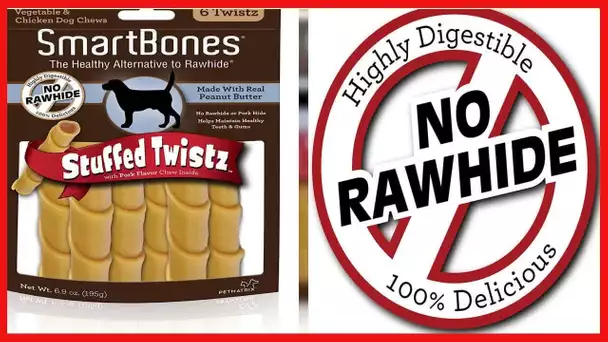 SmartBones Stuffed Twistz with Peanut Butter, Rawhide-Free Chews for Dogs Stuffed with Pork Flavor