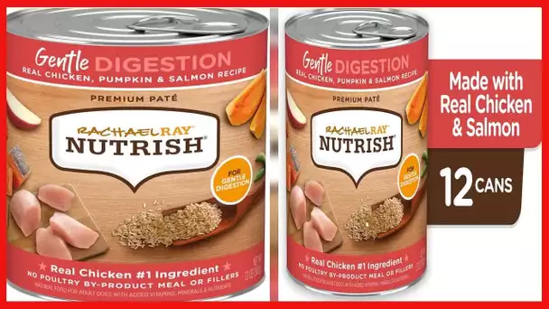 Rachael Ray Nutrish Gentle Digestion Wet Dog Food, Real Chicken, Pumpkin & Salmon, 13 Ounce Can