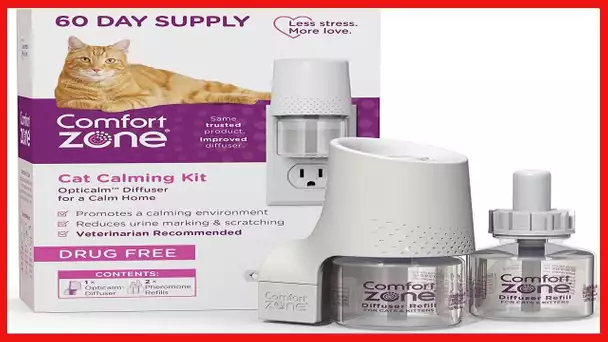 Comfort Zone 1 Diffuser Plus 2 Refills Cat Calming Diffuser Kit (60-Day Supply) for a Calm Home