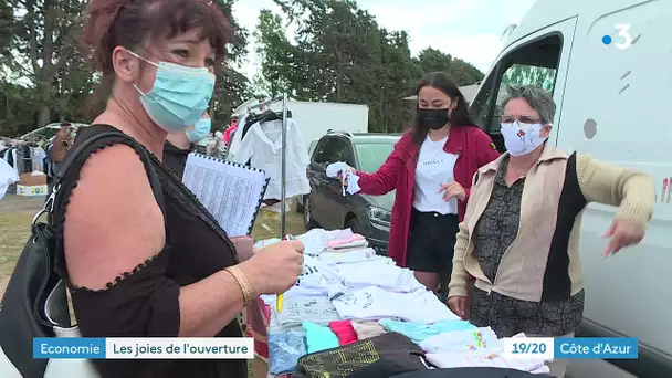 Fréjus : autorisés à rouvrir après 3 mois d'interdiction, les vide-greniers du Var font le plein.