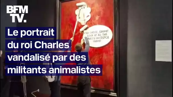 "Pas de fromage": le portrait du roi Charles III vandalisé par des militants animalistes