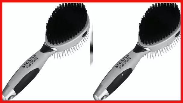 BioSilk for Dogs Double Sided Pin & Bristle Brush | Removes Mats, Tangles & Loose Hair with Minimal