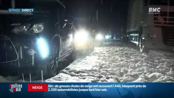 Jusqu'à 2.000 véhicules restés coincés sur l'autoroute A40 toute la nuit à cause de la neige