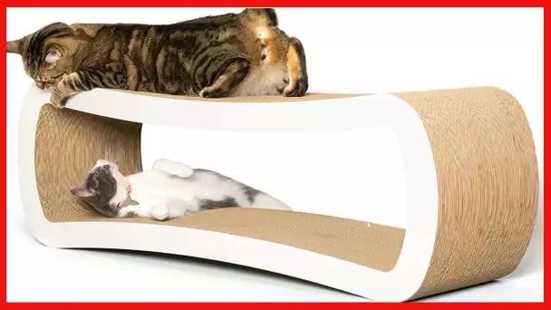 PetFusion Jumbo Cat Scratcher Lounge, White. 39 x 11 x 14 inch (lwh)