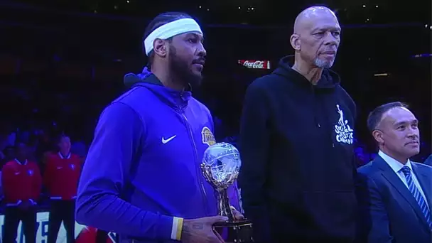 Carmelo Anthony Receives His 2020-21 Kareem Abdul-Jabbar Trophy! #SocialJusticeChampion