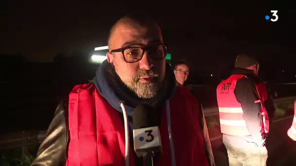 Manifestation des routiers nordistes à la frontière belge