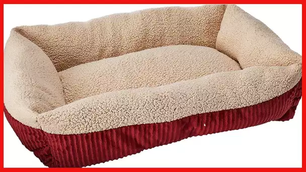 Petmate 80137 Aspen Pet Self Warming Rectangular Lounger, 30" x 24", Barn Red/Cream (598558)