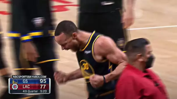 Steph Drains Difficult Stepback Three & Celebrates