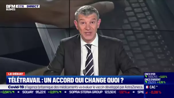 Le débat  : Que change l'accord sur le télétravail ? par Jean-Marc Daniel et Nicolas Doze