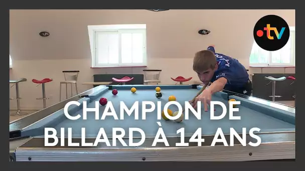 Arthur Crespin,  14 ans, vice-champion du monde de billard Blackball