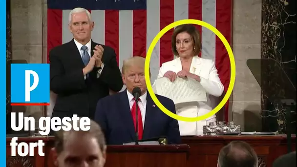 Nancy Pelosi déchire le discours de Trump