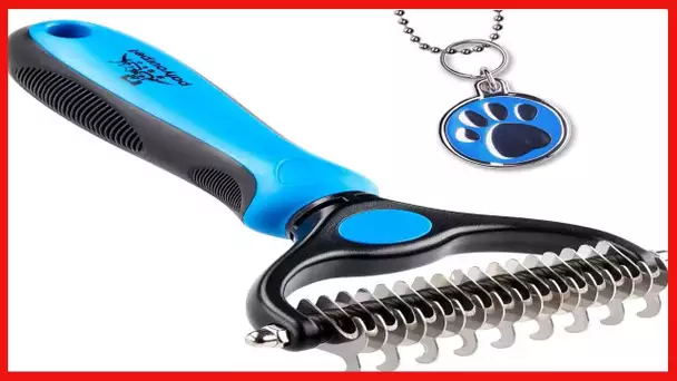 Pat Your Pet Deshedding Brush - Double-Sided Undercoat Rake for Dogs & Cats - Shedding Comb