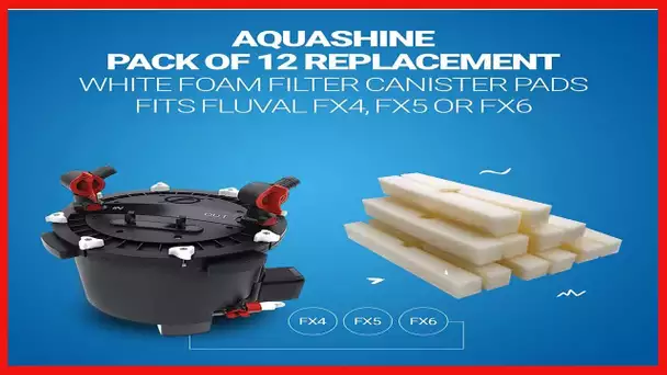 AquaShine Replacement White Foam Filter Pads Fits Fluval FX4 / FX5 / FX6