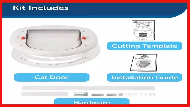 PetSafe Exterior / Interior Cat Door: Big Cat 4-Way Locking Pet Door Flap for Large Cats