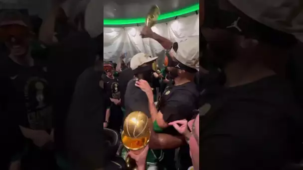 Take an inside look at the Celtics locker room celebration! 🏆 🍾 💚 | #Shorts