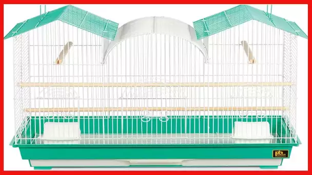 Prevue Hendryx SP1804TR-2 Triple Roof Bird Cage, Teal and White, 1/2"