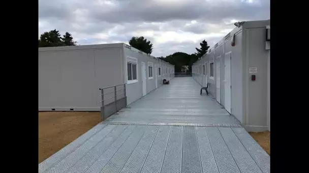 Les élèves de l'école Les Tamaris de Béziers de retour dans des locaux provisoires préfabriqués