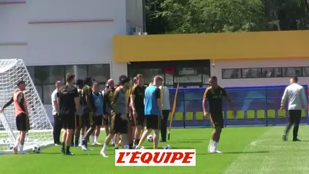 Ambiance bon enfant à l&#039;entraînement - Foot - CM 2018 - BEL